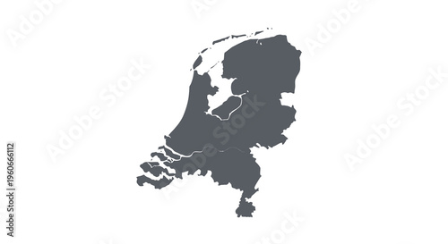 A dark silhouette of the netherlands showcasing its distinctive coastline and landmass high quality professional detailed
