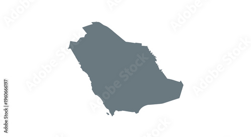A dark blue silhouette depicting the geographical shape of the nation of saudi arabia high quality