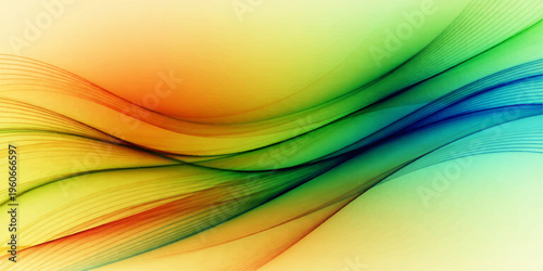 An abstract colorful background vector illustration features flowing blue and orange waves with a swirling motion pattern to create a vibrant energy wallpaper design