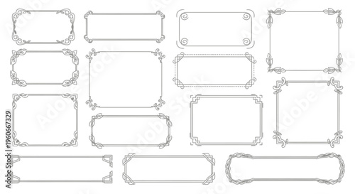 Collection of ornate vintage decorative borders and frames, elegant design elements