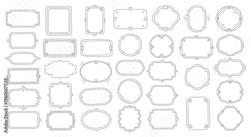 Collection of Hand-Drawn Decorative Frames and Borders - Vector Elements