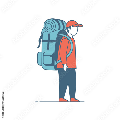 Adventurous hiker with a large backpack, ready for a journey