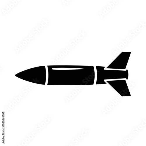 Black Silhouette of a Missile or Rocket with Fins