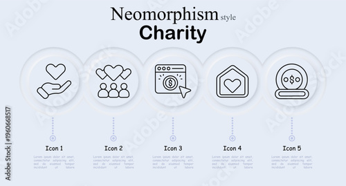 Charity donation set icon. Helping hand heart support, community care group, online donation payment, shelter house love, charity foundation fund, humanitarian aid, nonprofit organization