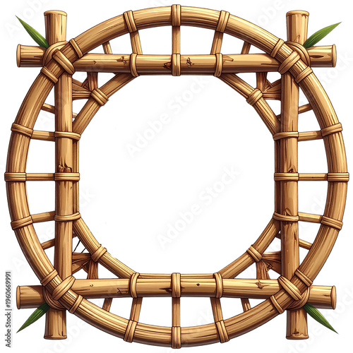 Circular Bamboo Frame Decorative Element for Craft and Design Use