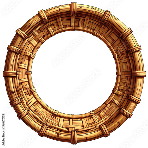 Rustic Wooden Woven Circle Frame for Photography and Design Projects