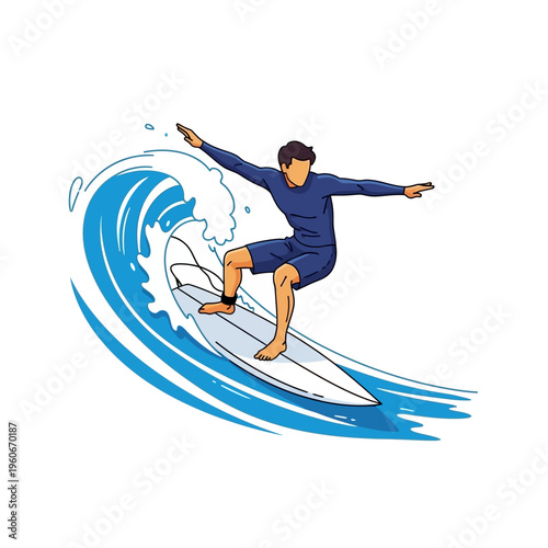 Surfer Riding Wave, Ocean Sport, Summer Activity, Athleticism, Water Adventure