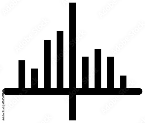Minimalist black line icon of macd histogram for financial analysis and trading strategy