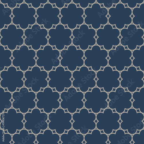 Navy Moroccan Quatrefoil Geometric Seamless Pattern Background for Wallpaper and Decor