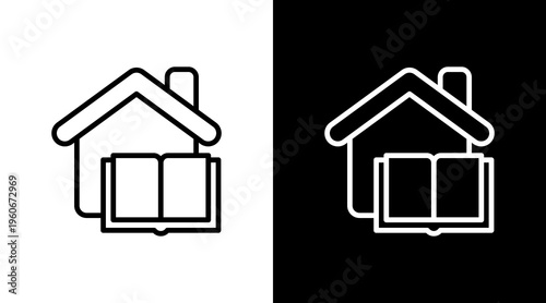 Library White Icon Set Design