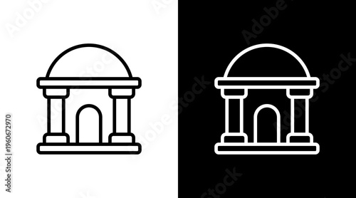 Government Building White Icon Set Design