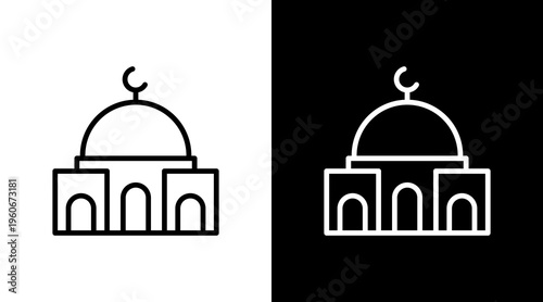 Mosque White Icon Set Design