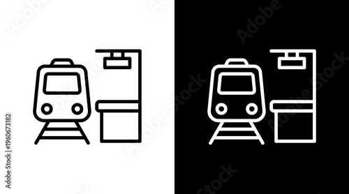 Subway Station White Icon Set Design