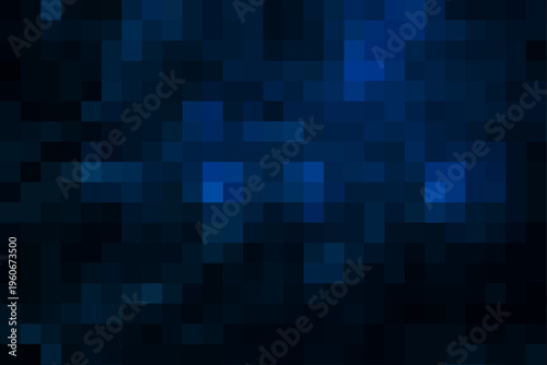 Dark Navy Blue Glowing Mosaic Pixel Background, Abstract Geometric Square Tile Pattern, Deep Space Midnight Texture, Modern Wallpaper for Design, Banner, Presentation and Creative Digital Art Projects
