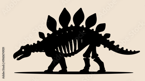 Black silhouette illustration of a prehistoric spinosaurus dinosaur for educational kids design jurassic themed graphics and fun paleontology projects.