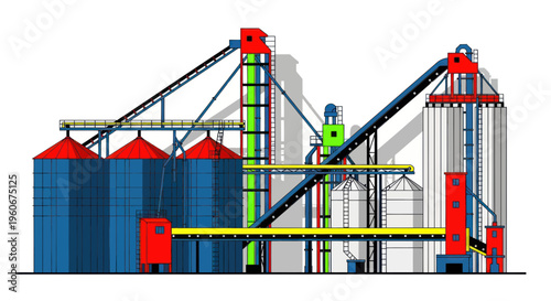 Industrial Grain Silos and Conveyor Systems