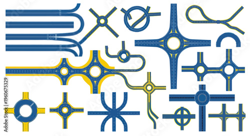 Collection of Road Interchanges and Roundabouts, Traffic Junctions, Highway Overpasses