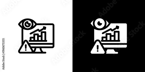 Monitoring Crisis Data icon concept with flat Black White Background. Vector illustration.