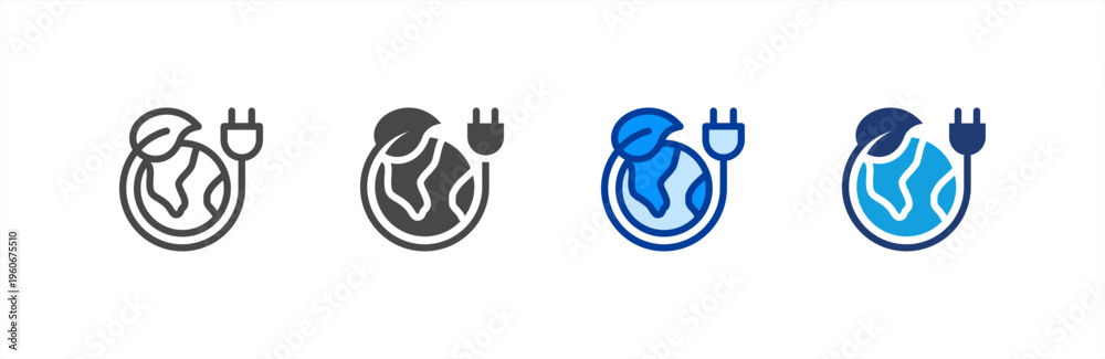 Fototapeta premium Eco Energy icon multiple style collection. Vector illustration.