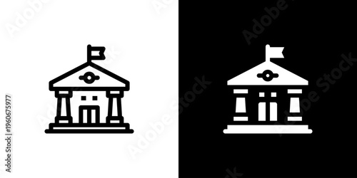 Government icon concept with flat Black White Background. Vector illustration.