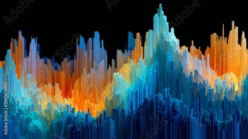 Vibrant 3D gradient waveform on black background