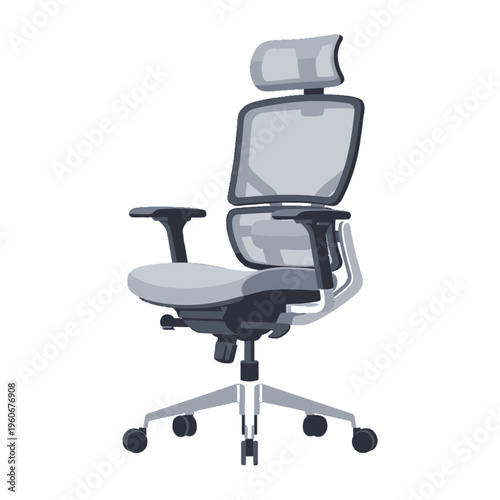 A modern ergonomic office chair with mesh back and adjustable features.