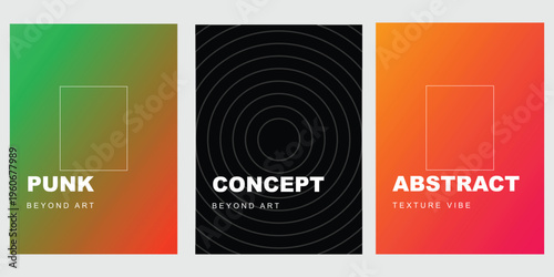 Vibrant poster collection punk concept and abstract art designs