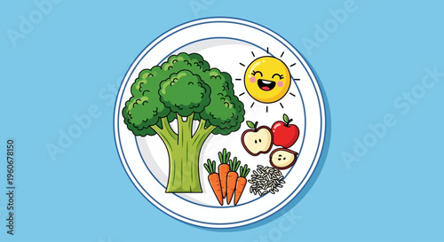 Healthy Diet and Organic Nutrition Concept with Fresh Vegetables Illustration
