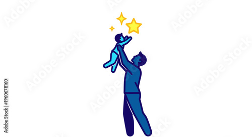 Magic Wand Success and Achievement Concept with Star Illustration