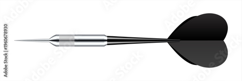 Dart arrow with metal tip and shadow. Dart throwing sport game, dartboard equipment. Vector illustration