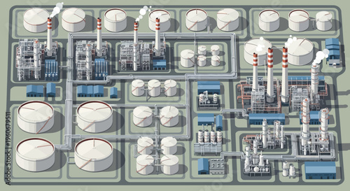 Industrial Oil Refinery Complex Aerial View