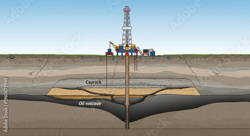 Oil Rig Drilling for Petroleum Underground
