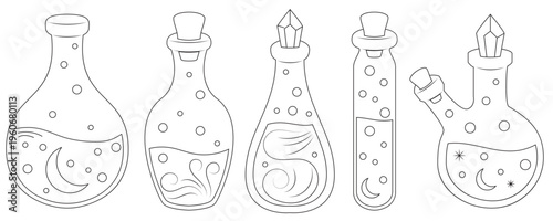 Magic Potion Bottles Outline Set