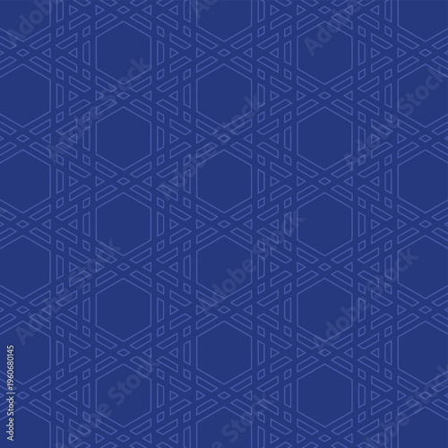 Seamless Blue Geometric Pattern With Hexagon And Star Motif For Backgrounds And Textiles