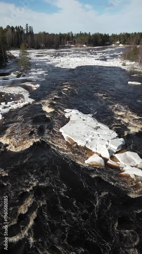 Koitelinkoski rapids in early spring, Oulu Finland