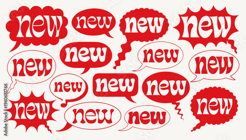 Dynamic Red White Speech Bubbles New Text Comic Book Style