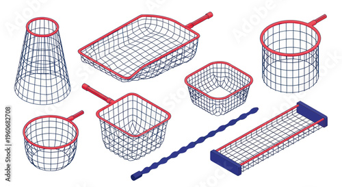 Collection of Fishing Nets and Aquatic Tools