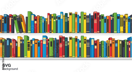 Colorful Bookshelf Vector Illustration - Stacked Books on White Background