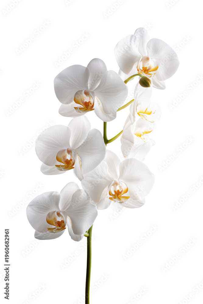 Obraz premium 純白の胡蝶蘭の美しさ。インテリアやギフトに最適な花の写真。