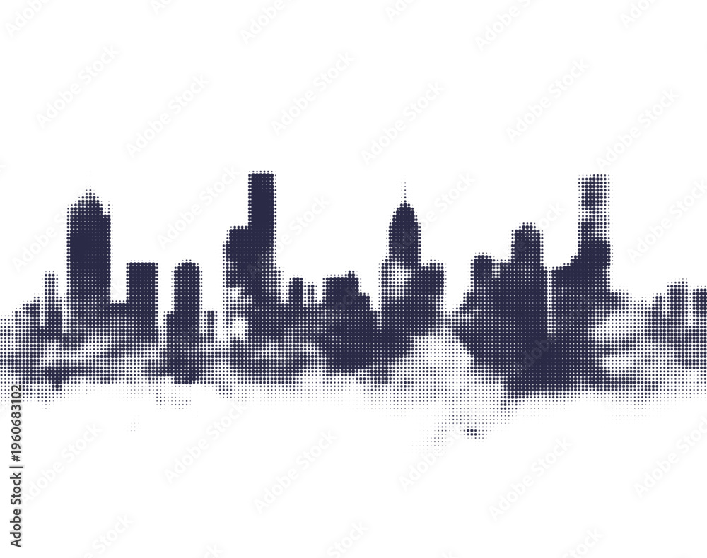 Obraz premium Halftone city skyline silhouette