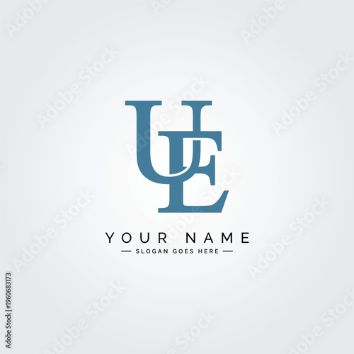 Creative Logo for Initials UE in Monogram Style - Vector Template for Initial Letter U and E