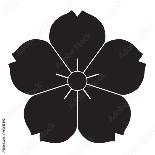 日本の伝統的な植物紋の家紋「桜紋」のイラストベクターデータ