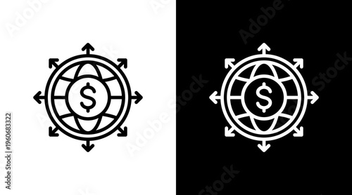 Market Expansion White Icon Set Design