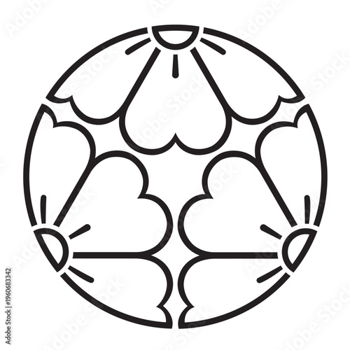 日本の伝統的な植物紋の家紋「桜紋」のイラストベクターデータ