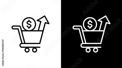 Market Trends White Icon Set Design