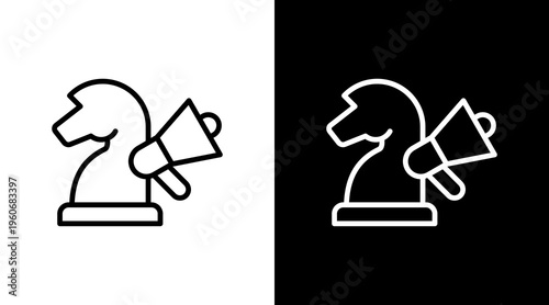 Marketing Strategy White Icon Set Design