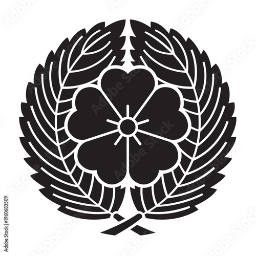 日本の伝統的な植物紋の家紋「桜紋」のイラストベクターデータ