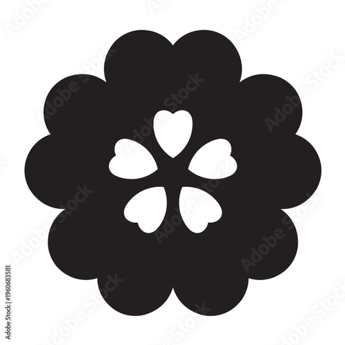 日本の伝統的な植物紋の家紋「桜紋」のイラストベクターデータ