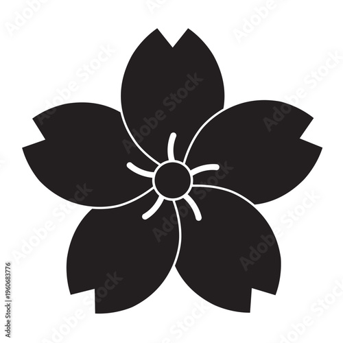 日本の伝統的な植物紋の家紋「桜紋」のイラストベクターデータ