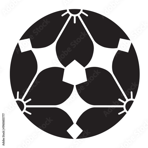 日本の伝統的な植物紋の家紋「桜紋」のイラストベクターデータ